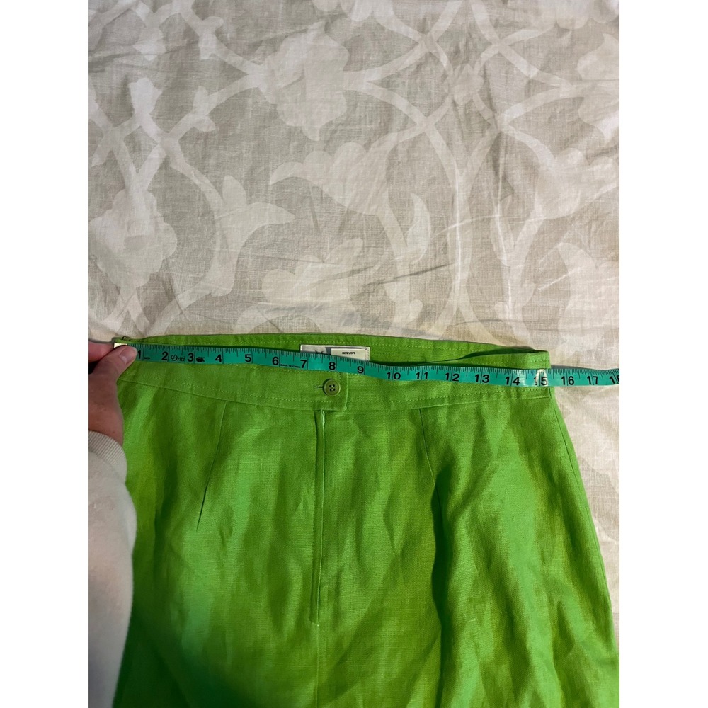 Max Mara Lime Green 100% Linen Pencil Skirt Made in‎ Italy Size 12 - Picture 7 of 10